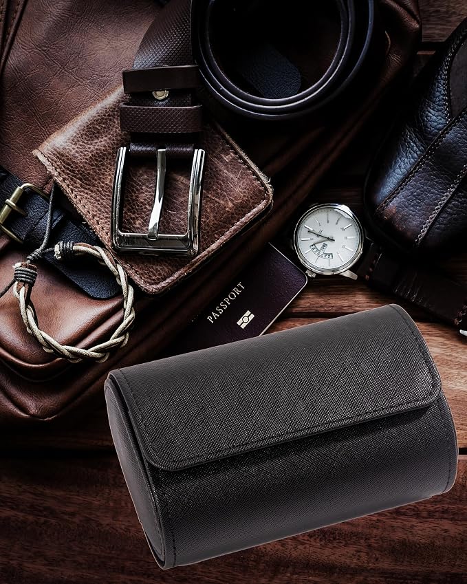 MR.OKAY 2 Watch Travel Case- Classic Leather Watch Case - Image 6