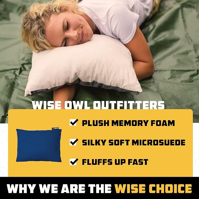 Wise Owl Outfitters Camping Pillow – Memory Foam Travel Pillow - Image 5