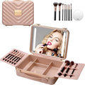 Mocado Travel Makeup Case with Lighted Mirror, 8 Makeup Brushes & 10x by Mocado
