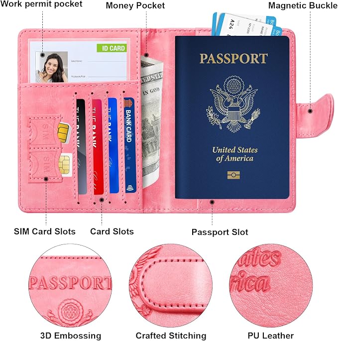 Herain Passport Holder for Travel Cruise Essentials, RFID Passports Book Card - Image 4