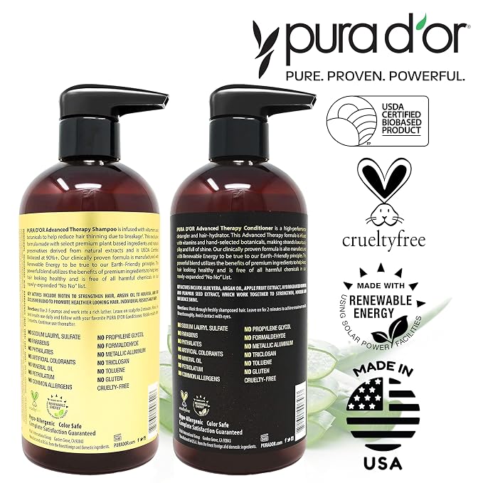 PURA D'OR Advanced Therapy Biotin Shampoo & Conditioner Hair Care Set - Image 5