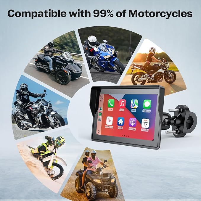 WonVon 5 Inch Motorcycle Carplay GPS Navigation System - Image 8