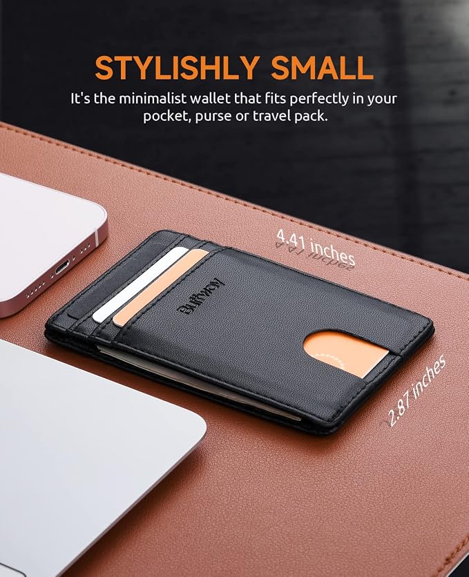 Buffway Mens Slim Wallet, Minimalist Thin Front Pocket Leather Credit Card - Image 6