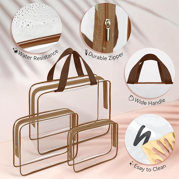 TISRATOK 10 PCS Clear Travel Makeup Toiletry Bag, Plastic PVC Cosmetic TSA - Image 6