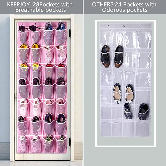 KEEPJOY 28 Pocket Over The Door Shoe Organizer, Hanging Door Shoe Holder Rack - Image 3