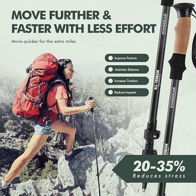 KINGGEAR Nordic Walking Stick, TP1 Hiking Poles Retractable Lightweight 7075 - Image 3