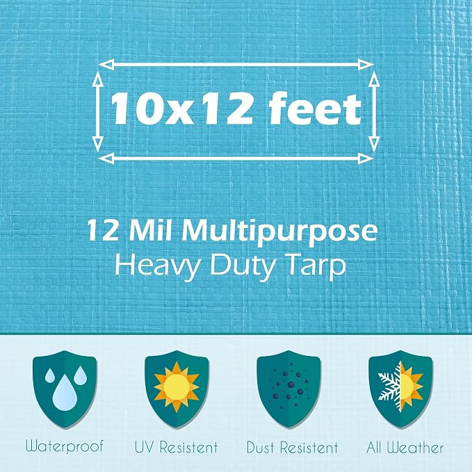 Tarps Heavy Duty Waterproof 10x12-12 mil Thick Camping Tent - Image 2