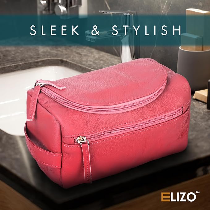 ELIZO Premium REAL Leather Toiletry Bag - Image 9