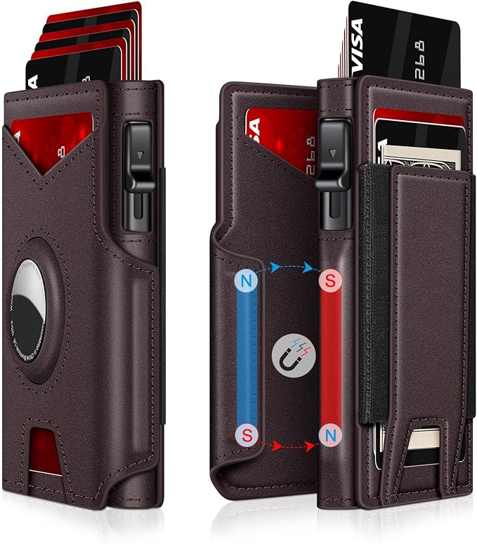 Airtag Wallet for Men, Minimalist Slim Mens Wallet Smart Pop Up Credit Card by IITRRS