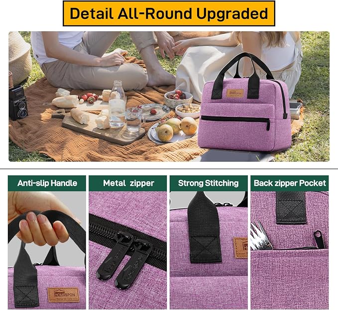HOMESPON Insulated Lunch Bag for Women Men Lunch Box Cooler Lunch Tote for Work - Image 4