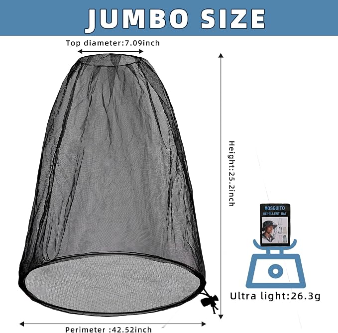 Oversized Mosquito Net 42 x 25 Inches Ultra Large Mosquito Head Net Face Neck - Image 2