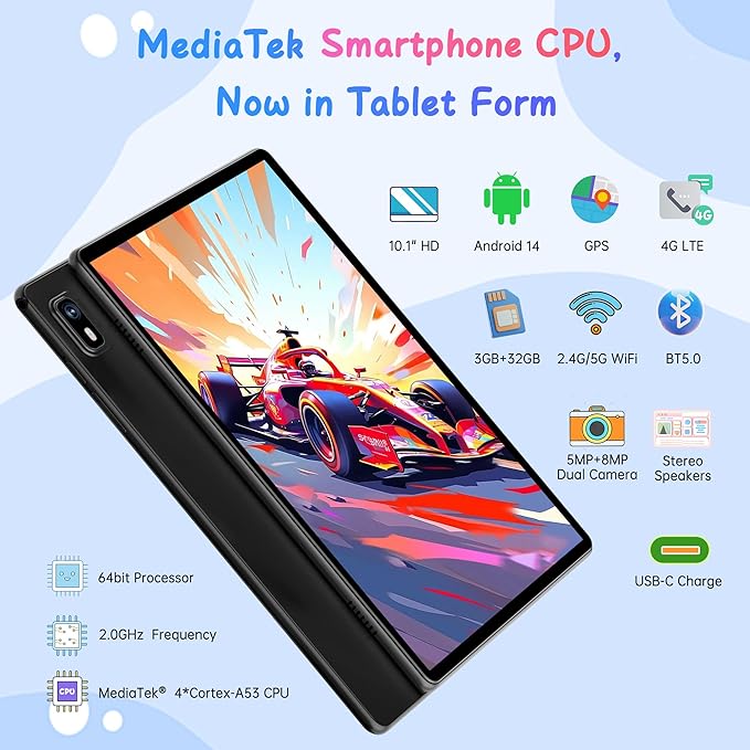 HAOVM Tablet 10 inch Android 14, 4G SIM Unlocked, Kid Tablet - Image 3