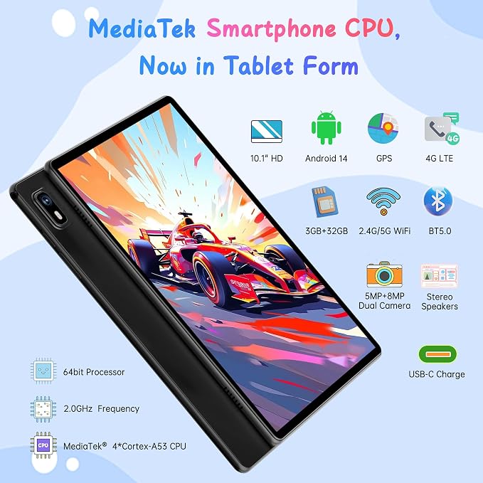 HAOVM Tablet 10 inch, 4G SIM Unlocked, Android 14 Tablet - Image 2