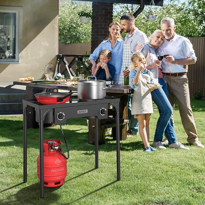 ROVSUN 2 Burner Outdoor Propane Gas Stove 150, 000 BTU High Pressure Stand - Image 7
