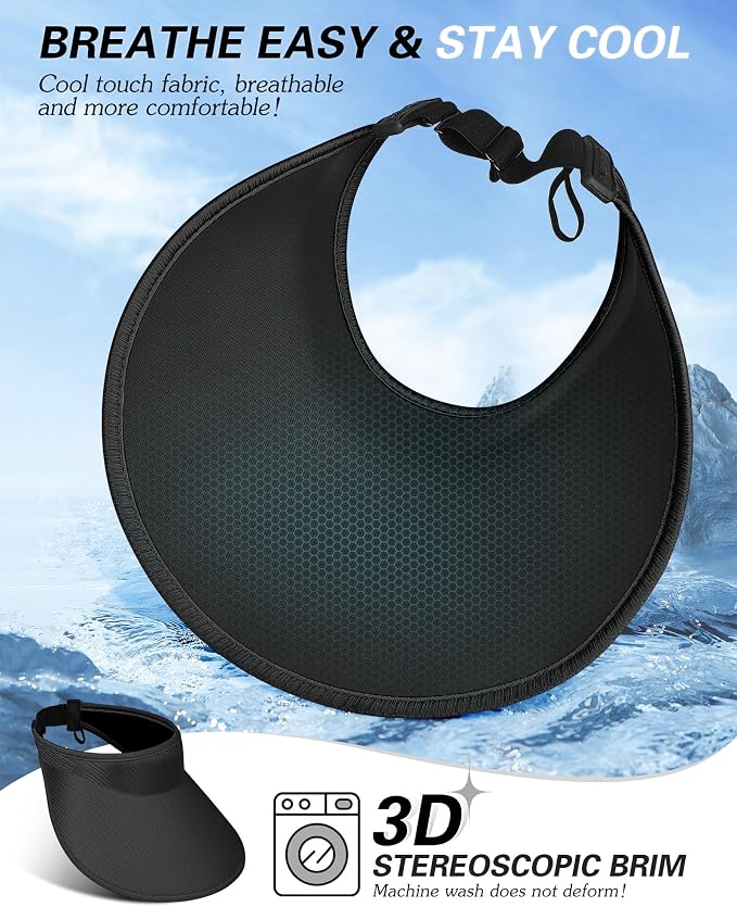Sun Visor Hats for Women, UPF50+ Wide Brim Sun Hats Adjustable Foldable Beach - Image 3
