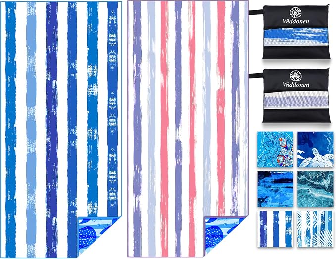 Lightweight Thin Microfiber Beach Towel Sand Free Quick Dry Absorbent Compact by WIDDONEN