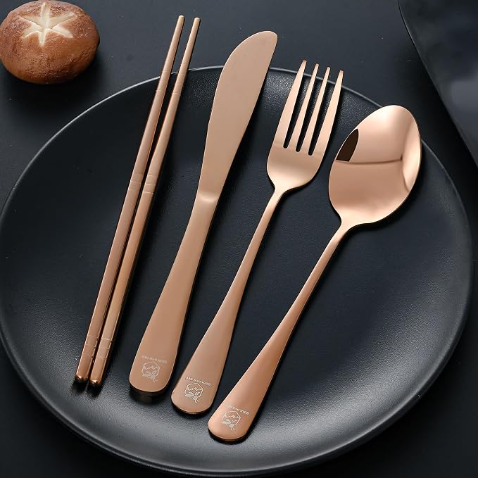 Boulder Bee Travel Utensils Set | Reusable Camping Cutlery Set | Stainless - Image 6