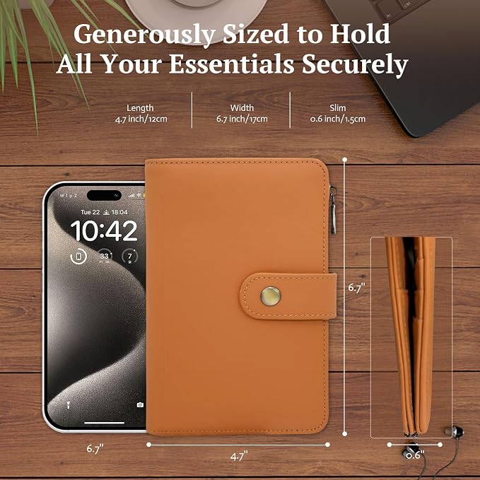 Full Grain Leather Passport Wallet, RFID Blocking Passport Holder - Image 5