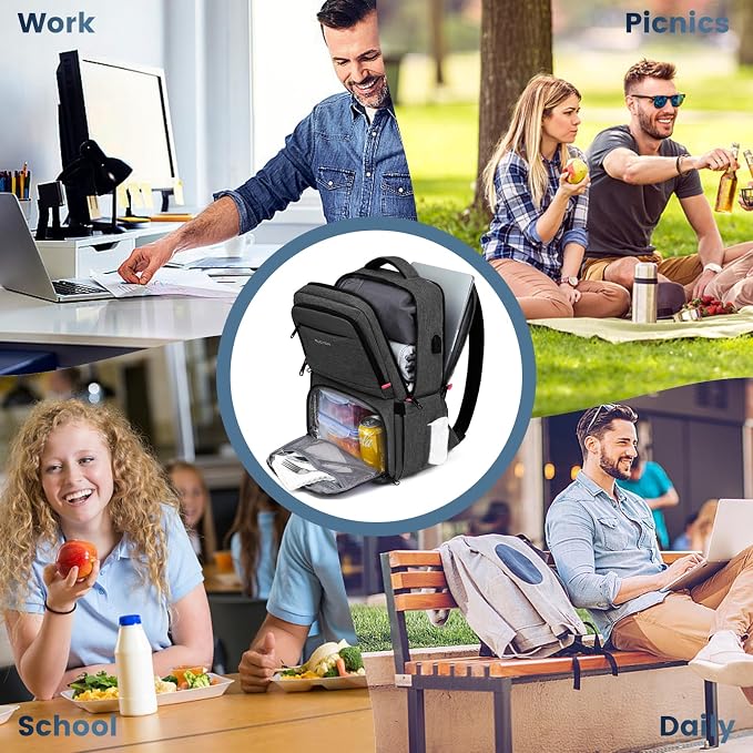 Lunch Backpack, 17.3 Inch Large Lunch Backpack Insulated Cooler Bag Travel - Image 6