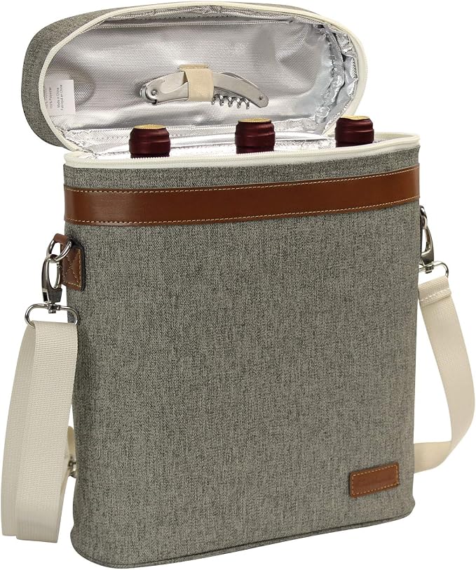 ZORMY 3 Bottle Insulated Wine Tote Cooler Bag, Portable Carrier by ZORMY