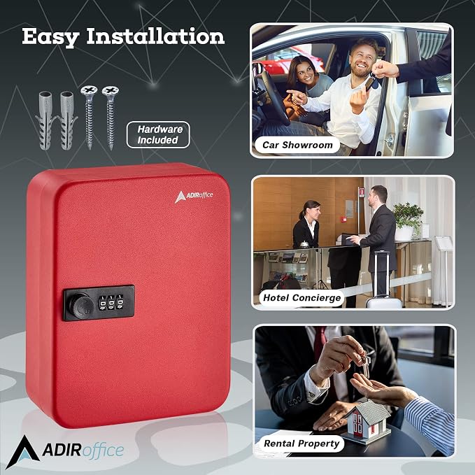 AdirOffice Steel Combination Lock Keys Cabinet Security Storage Box Organizer - Image 7
