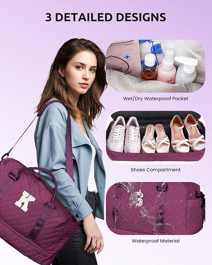 Birthday Gifts for 4 5 6 7 8 9 10 11 12 13 Year Old Girls-Initial Travel Bag - Image 3