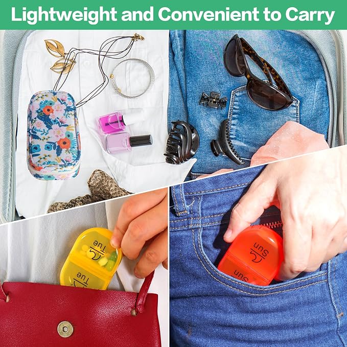 Serfeymi Weekly Travel Pill Organizer 2 Times A Day AM PM Upgraded Rainbow Pill - Image 6
