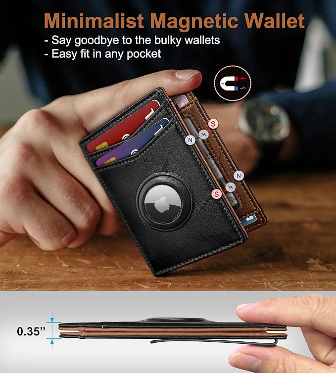Airtag Wallet for Men- with Money Clip Gift Boxed, Magnetic Closure Slim - Image 4