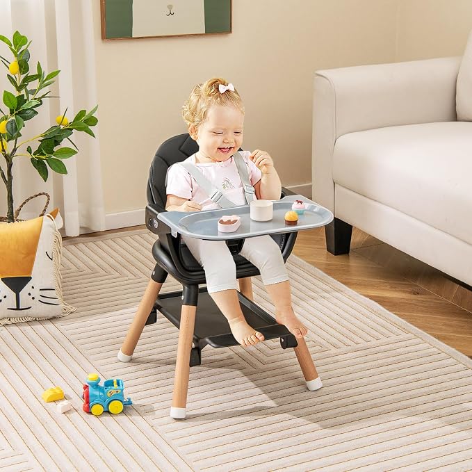 BABY JOY Baby High Chair, 6 in 1 Convertible Wooden High Chair - Image 9