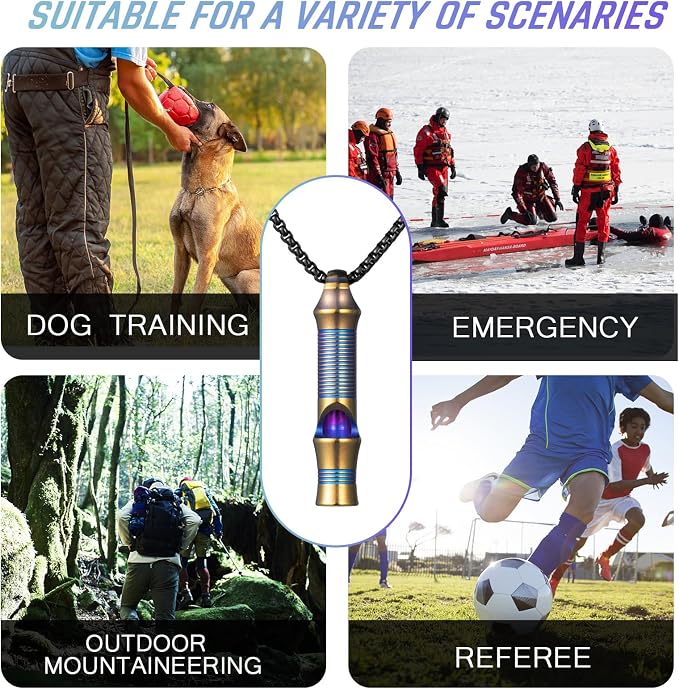 TISUR Titanium Emergency Whistle, EDC Safety Whistles Necklace Loud up to 120db - Image 6