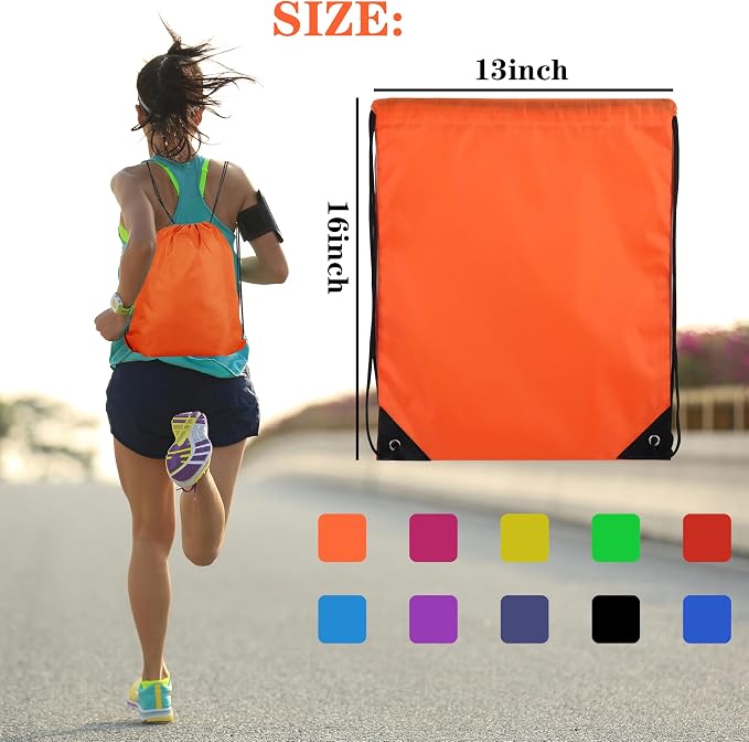 20 Colors Drawstring Backpack Bags Sack Pack Cinch Tote Sport Storage Polyester - Image 3