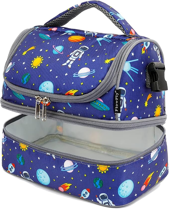 FlowFly Kids Double Decker Cooler Insulated Lunch Bag Large Tote - Image 6