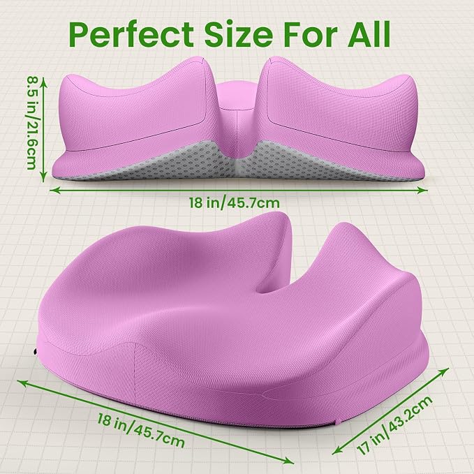 Benazcap Large Seat Cushion for Office Chair Memory Foam Coccyx Pain Relief - Image 5