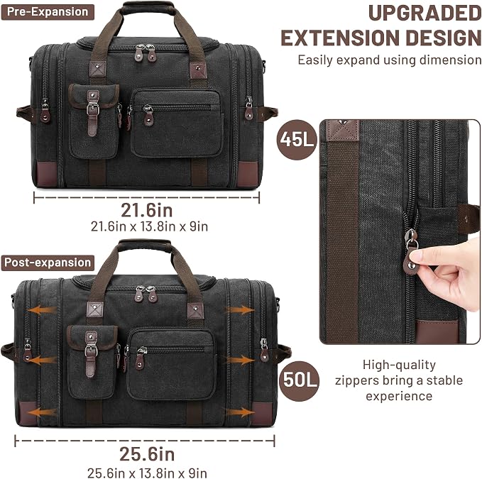 Travel Duffle Bag for Men, Heavy Duty Canvas Duffle Bag, Carryon Bags for - Image 5