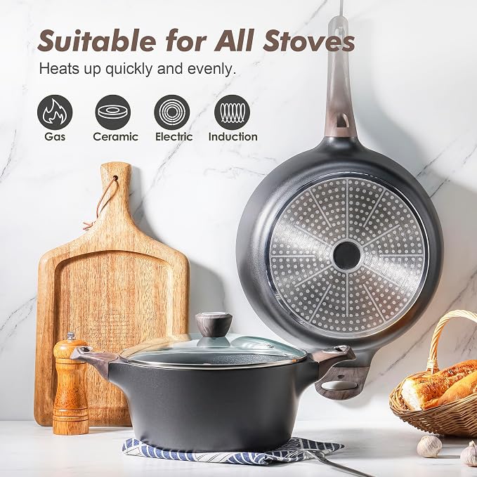 SENSARTE Pots and Pans Set Non stick, Non toxic Healthy Induction Cookware Set - Image 5