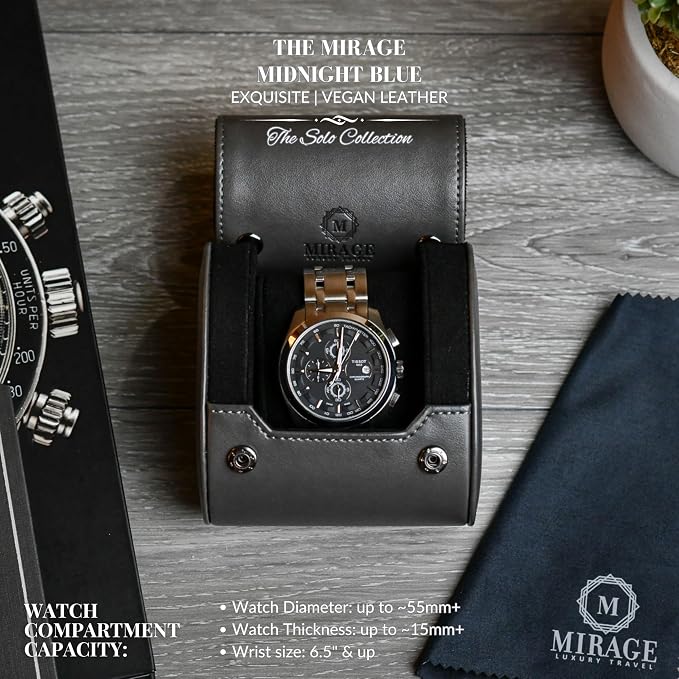Single Watch Roll Case Watch Travel Case Box 1 Watch Display Case Slate Gray - Image 2