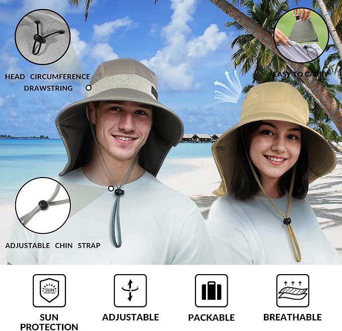 Sukeen Cooling Sun Hat for Men Women UPF50+ Wide Brim Fishing Hat - Image 5