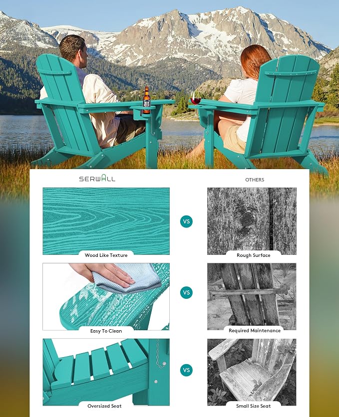 SERWALL Adirondack Chair with Cup Holders - Image 4