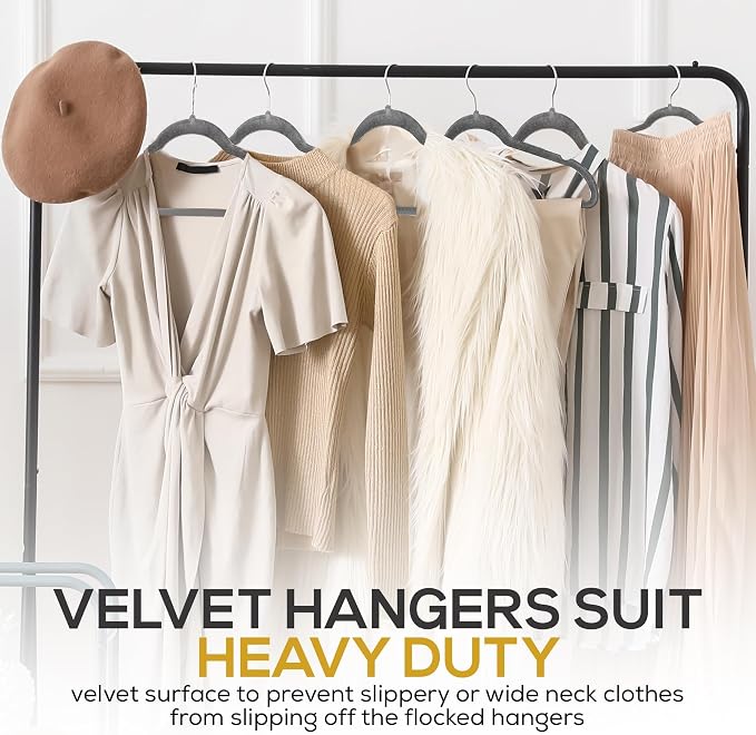 Premium Velvet Hangers 50 Pack Ultra Thin Non Slip Adult Felt Space Saving Slim - Image 7