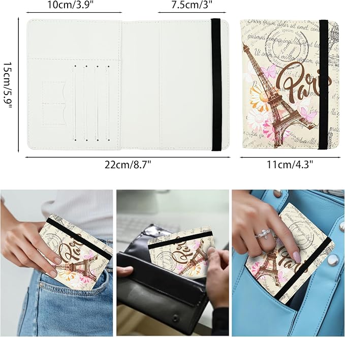 Eiffel Tower Passport Holder for Women and Men PU Leather Passport Cover for - Image 5
