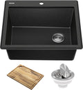 KRAUS Bellucci 25-inch Granite Workstation Drop In Top Mount Single Bowl by KRAUS