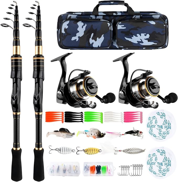 mouhike Carbon Fiber Telescopic Fishing Rod Reel Combo Lightweight Collapsible by mouhike