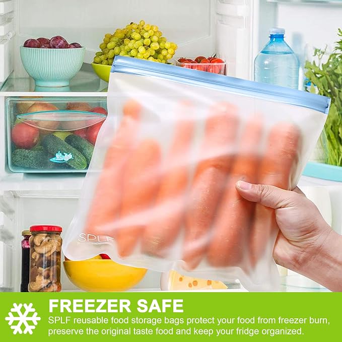 SPLF 12 Pack Dishwasher Safe Reusable Bags Silicone, Leakproof Reusable Freezer - Image 5
