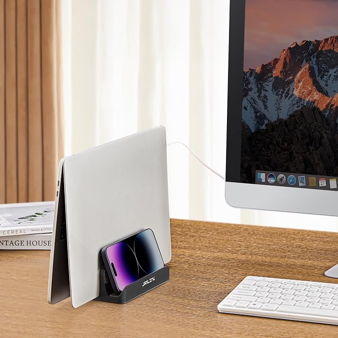 JARLINK 4-in-1 Adjustable Vertical Laptop Stand Holder, Aluminum Dual Slots - Image 5