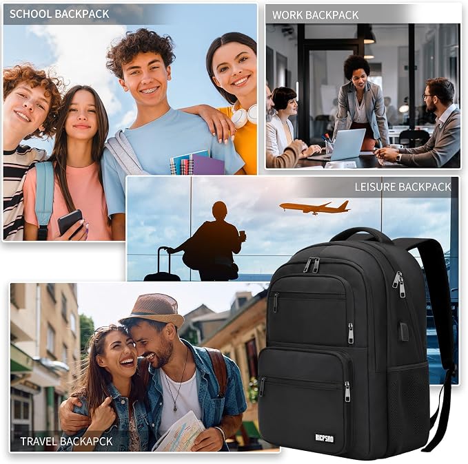 Black Backpack for School, School Backpack for Boys Girls Teens, College Book - Image 6
