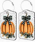 Pumpkin with Checkered Bow Set of 2 Luggage Tags by Unknown