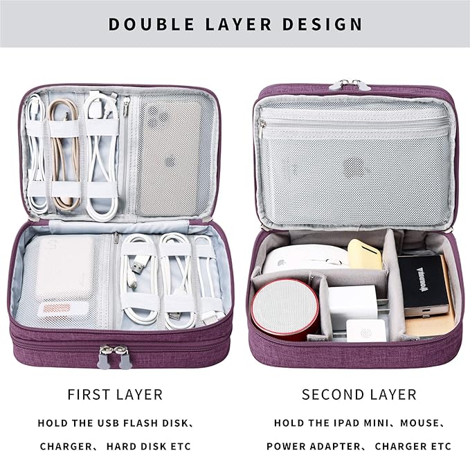 MIRLEWAIY Travel Electronics Organizer Soft Case Small Electronic Accessories - Image 4