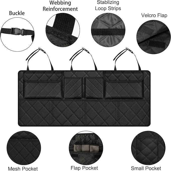 Femuar Car Trunk Organizer, Large Capacity Backseat Trunk Organizer, - Image 4