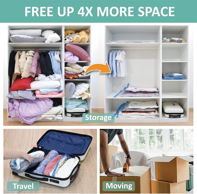 6 Pack Vacuum Storage Bags, Space Saver Bags Compression Storage Bags - Image 3