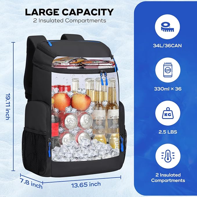 Maelstrom Backpack Cooler, 36 Can Cooler Backpack, Soft Cooler Bag Insulated - Image 4